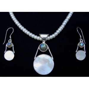 Anna Bloom Designs AN E Art Nouveau   Mother of Pearl  Sterling Silver 
