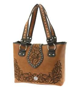 Brown Western Tooled Cowgirl Rodeo Handbag Purse  
