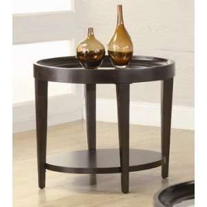  Oval End Table with Glass Top in Dark Cherry Finish 