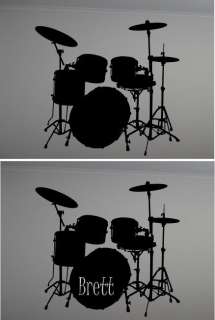 Drums Silhouette RockBand Wall Decal Decor Free Name  