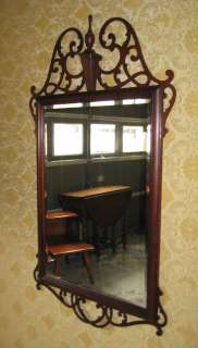 Fine Delicately Scrolled Mahogany Decorator Mirror  
