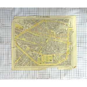    ANTIQUE MAP c1790 c1900 PLAN CITY BRUSSELS BELGIUM