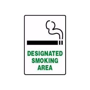  DESIGNATED SMOKING AREA (W/GRAPHIC) 10 x 7 Plastic Sign 