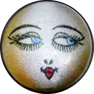 Crystal Dome Button Roaring 20s Flapper Girl    Lashes   