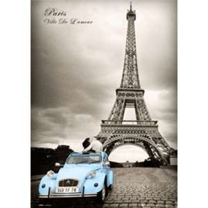  (19x27) Paris Romance Couple Kissing Eiffel Tower 3 D 