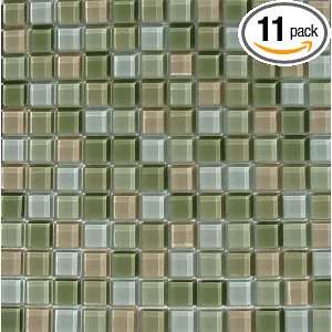   Glass Tile, 1 by 1 Inch Tile on a 12 by 12 Inch Mosaic Mesh, Garden