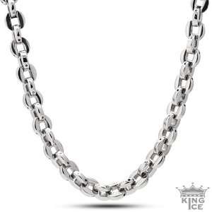   Mens Silver Plated Hip Hop Round Link Stainless Steel Chain: Jewelry