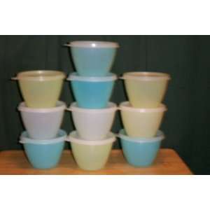   Tupperware Fridge Bowls in Sheer Yellow, Blue & White with Seals x10