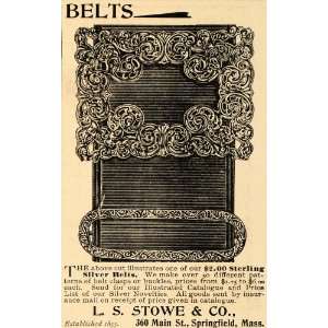 1895 Ad Sterling Silver Belts L S Stowe Company Fashion   Original 
