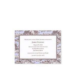  Blue & Brown Toile Baby Invitations Baby