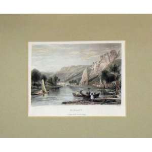   1840 Hand Coloured Print View Dinant River Boats Shury: Home & Kitchen
