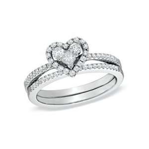 Gordons Jewelers Heart Shaped Diamond Bridal Set in 14K White Gold 1 