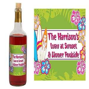  Tropical Surf Personalized Wine Bottle Labels   Qty 12 