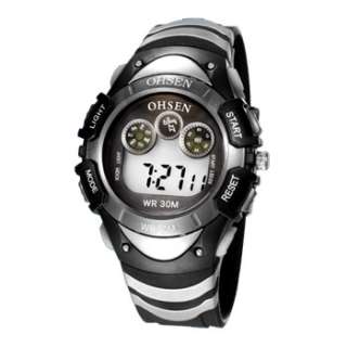 NEW OHSEN DIGITAL DATE Water Resistant Alarm Clock Stop Sport Watches 
