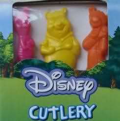 Disney WINNIE THE POOH Plastic Cutlery Set Knife Fork  