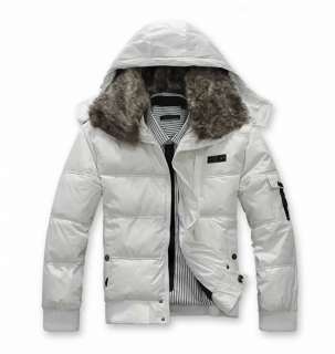 Men Winter Fashion Slim Fit Fur Collar Hooded Trench Coat Jacket 4 
