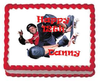 Tony Hawk Skateboard Edible Cake Image Birthday Party  