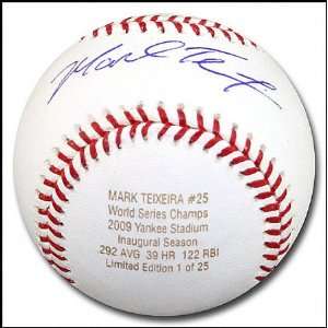  Mark Teixeira Signed Baseball with World Series Champ 