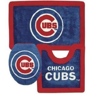  Chicago Cubs Combo 3 Piece Bath Rug Set and Shower Curtain 
