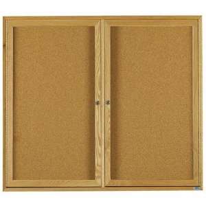 : Enclosed Bulletin Board with Red Oak Frame Frame Color: High Gloss 