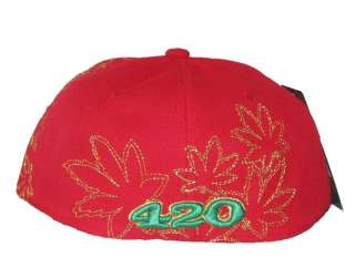   Leaf Cannabis Hat Cap Red Green Gold 420 Chronic Leader Brand  