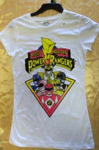 NWOT  Mighty Morphin POWER RANGERS Jrs MED or LRG Slender Fit Graphic 