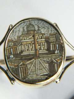 ANTIQUE ITALIAN GOLD MICROMOSAIC RING ST PETERS SQUARE BASILICA ROME 