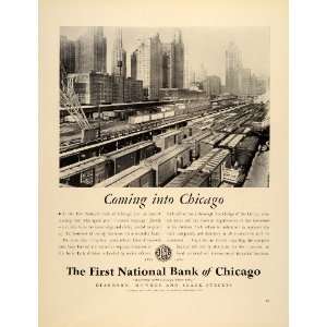  1939 Ad First National Bank Chicago Monroe Clark Trains 