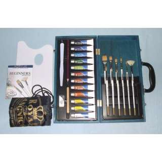  Paint Set with 12 Acrylic Paints and Brushes in Wood Box