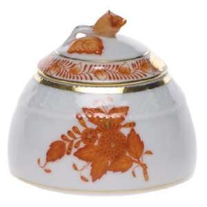  Herend Chinese Bouquet Rust Honey Pot w/ Rose: Kitchen 