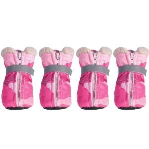  Zack & Zoey Pink Camo Oxford Fleece Lined Boots Large Pet 