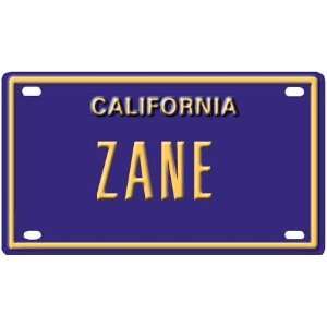  Zane Mini Personalized California License Plate 