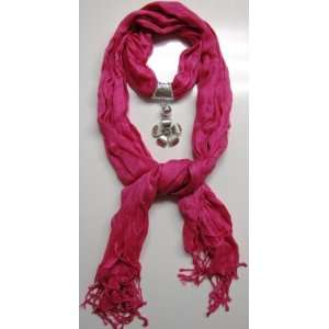  Hot Pink Fashion Scarf with Flower Pendant: Everything 