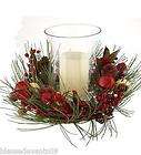 5pc Fall & Christmas Hurricane and Candle Centerpiece Valerie Parr 