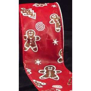 Berwick Misfits Wired Gingerbread Man Holiday Ribbon, 2 1/2 Wide, 10 
