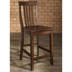  School House Bar Stool in Vintage Mahogany Finish with 24 Inch Seat 