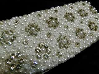 Bridal Beige Ivory Pearl Crystal Beaded Case Evening Bag B063  
