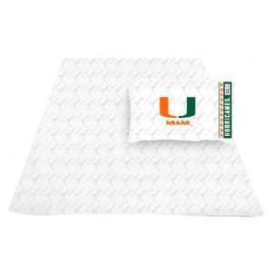 Miami Hurricanes Sheet Set   Queen Bed:  Sports & Outdoors