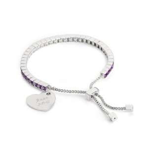  Personalized Birthstone Lariat Bracelet   February Gift 