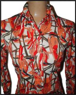   Art KOOKABURRA Birds Shirt Blouse ONE OF A KIND Disco Indie S/M  