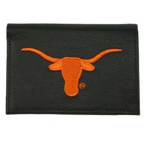  Texas Longhorns Black Embroidered Leather Tri Fold Wallet 