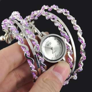 Women Manmade Crystal Dial Quartz Men Wrist Watch Rare  