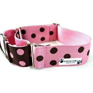    Pink and Brown Polka Dots 1.5 Martingale Dog Collars