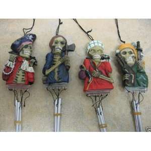  Four Pirate Skeleton Wind Chimes 12 Long 