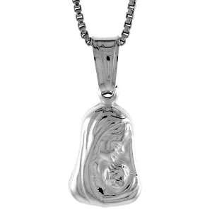Sterling Silver Mother Mary Pendant (NO Chain Included), Made in Italy 