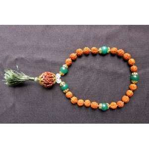   Jade Rudraksha Combination Hand Mala Bracelet with 27+1 Round Bead