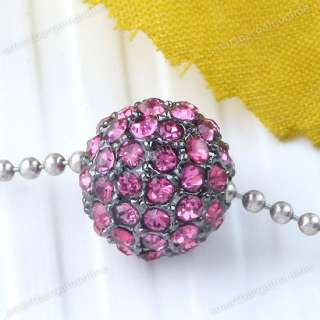   Rosy Crystal Disco Ball Spacer Loose Beads Fit Charm Bracelet Findings