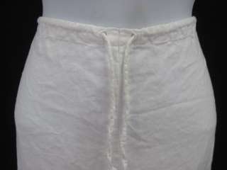 DESIGNER White Linen Capri Pants Slacks Bottoms Size M  