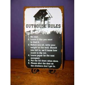   Tin Sign   Out House Rules Country Western Home Decor: Everything Else