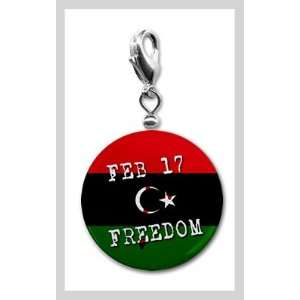  LIBYA Feb 17 FREEDOM Flag 1 inch Pendant Charm and Silver 